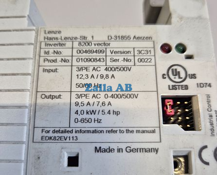 Lenze 4,0 KW Frekvens Beg.